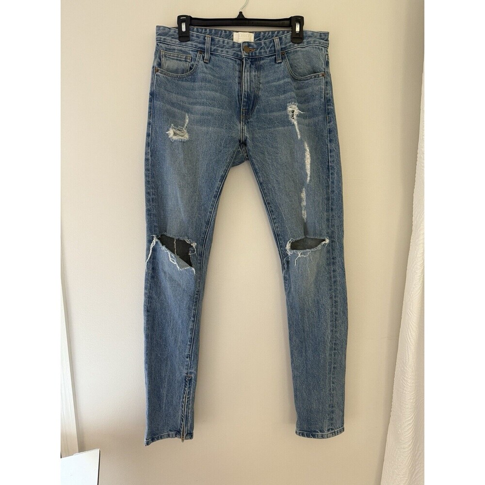 ORO Light Wash Ripped Jeans Ankle Zip - Size 30